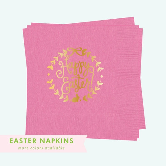 Happy Easter Pink Napkins.