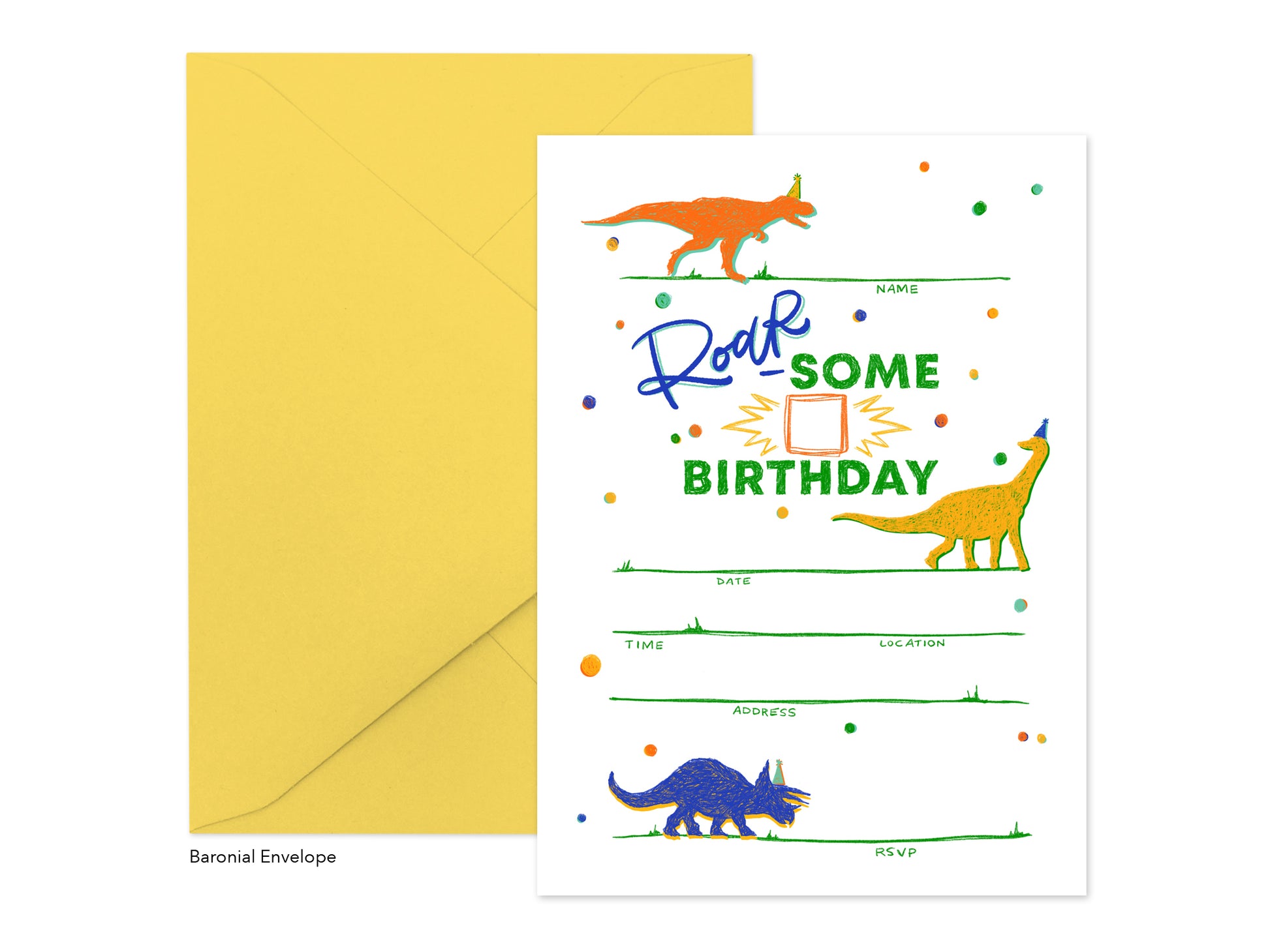 Dinosaur Theme Party Fill-In Invitations - Set of 10.