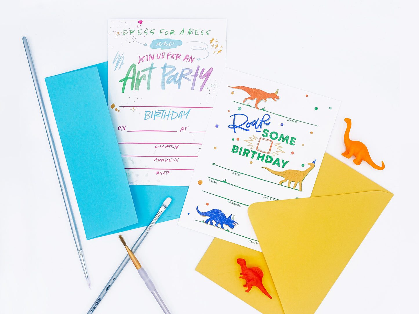 Dinosaur Theme Party Fill-In Invitations - Set of 10.