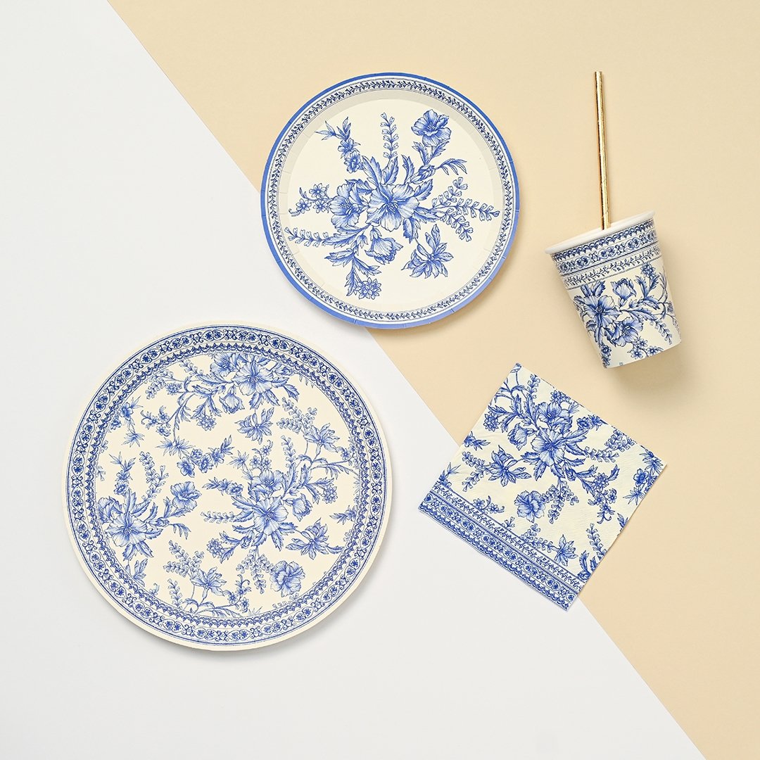 FRENCH TOILE PLATES.