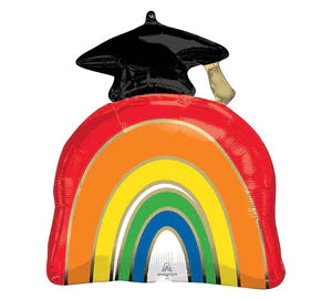 Graduation Cap Rainbow Balloon.