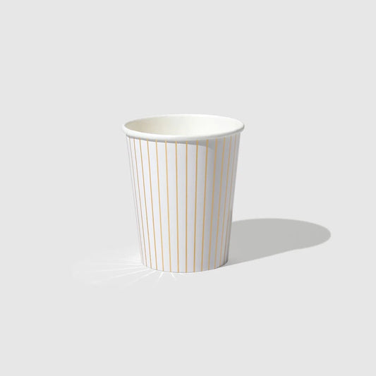 WHITE PINSTRIPE CUPS.